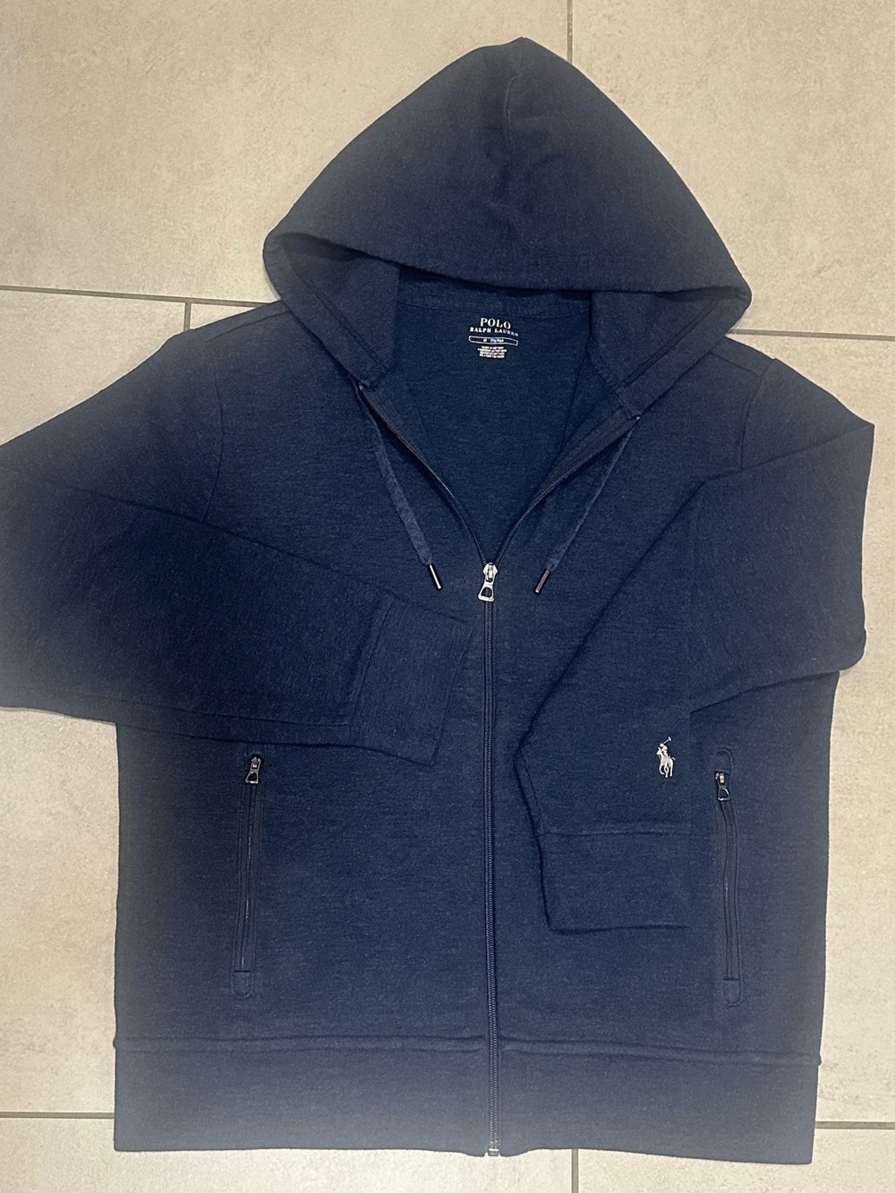 Men’s Polo Ralph Lauren Blue Full-Zip Hoodie Medium Zip Side Pockets